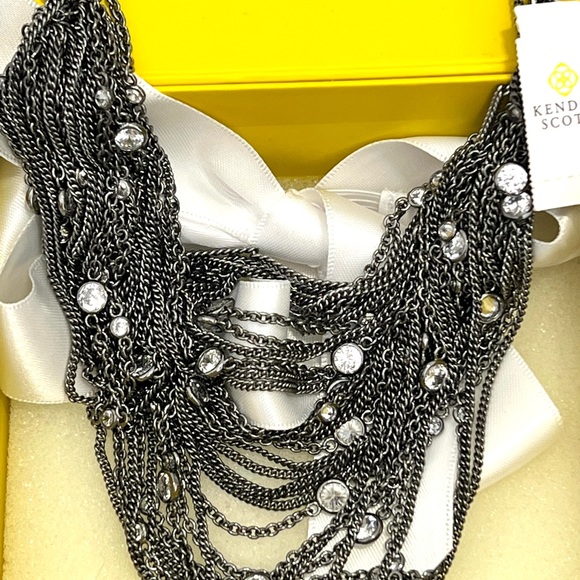 NWT Rare & Retired Kendra Scott Anastasia Bib Statement Necklace Hematite & CZ’s - Picture 9 of 17